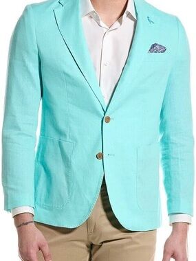 Tailorbyrd mens Solid Notch Lapel Linen Blend Sport Coat